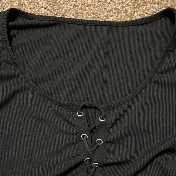 Black Lace-Up Long Sleeve Top - Picture 5 of 9